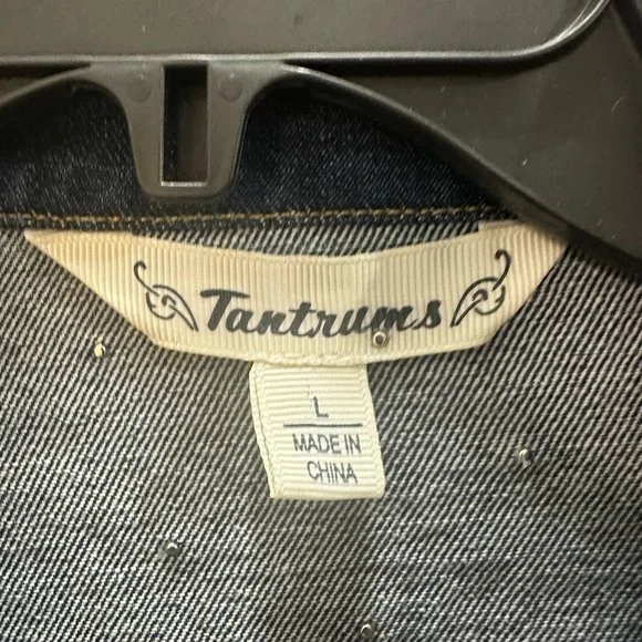 Tantrums women denim western trucker jacket size L pearls - Picture 3 of 5